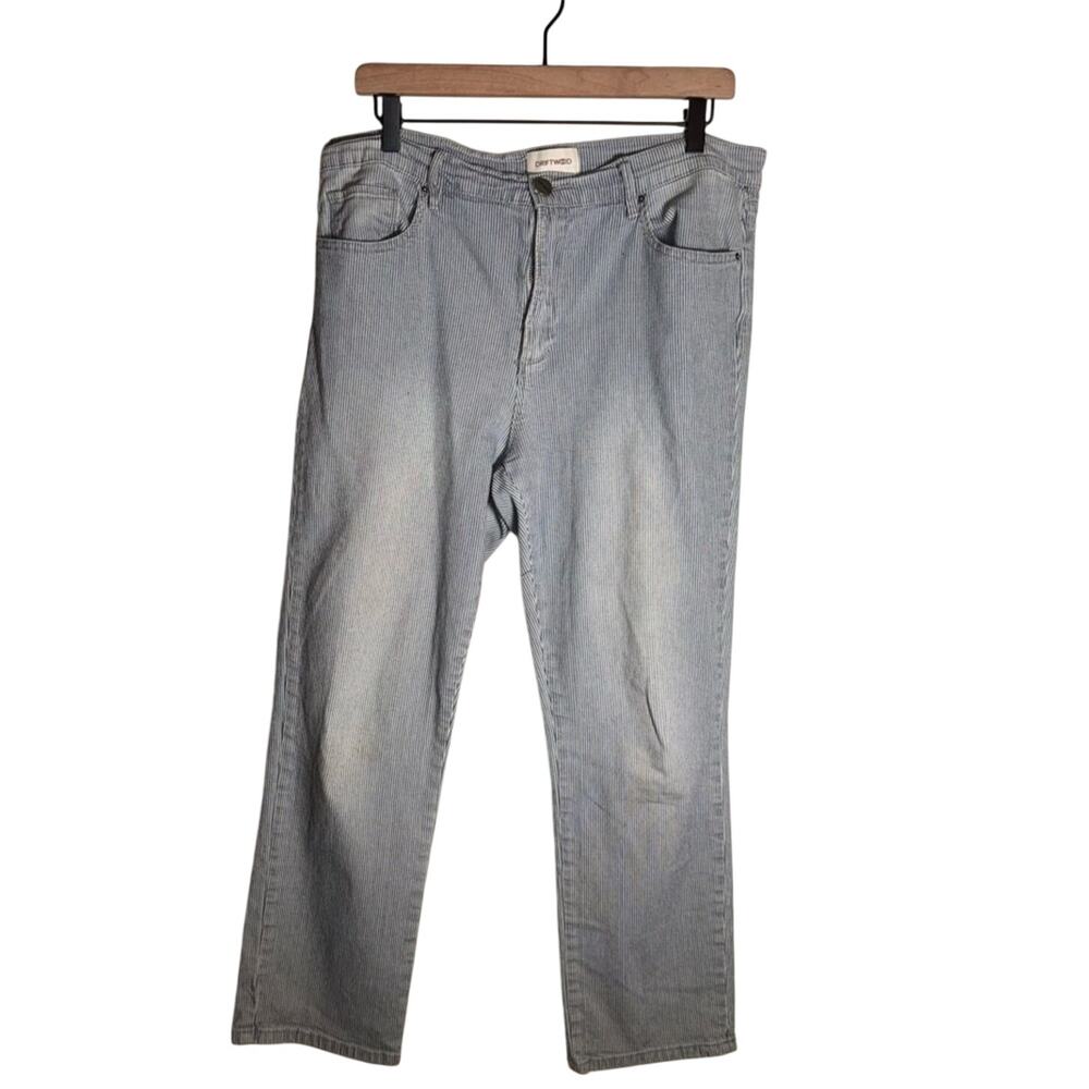 DRIFTWOOD Gizelle Blue and White Hickory Stripe Railroad straight leg Jeans 31
